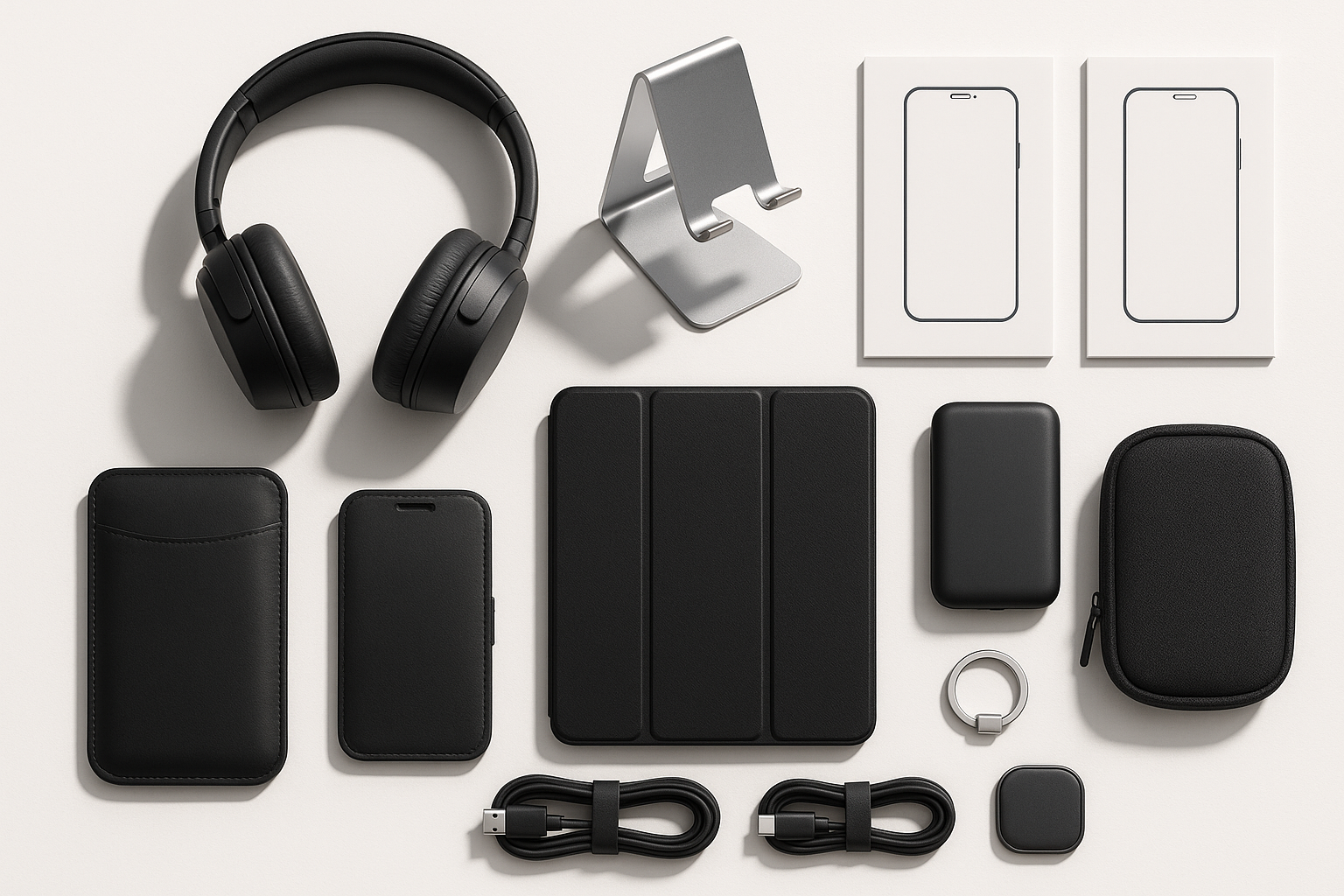 images like headhones phone stand pouch and many  this type of images